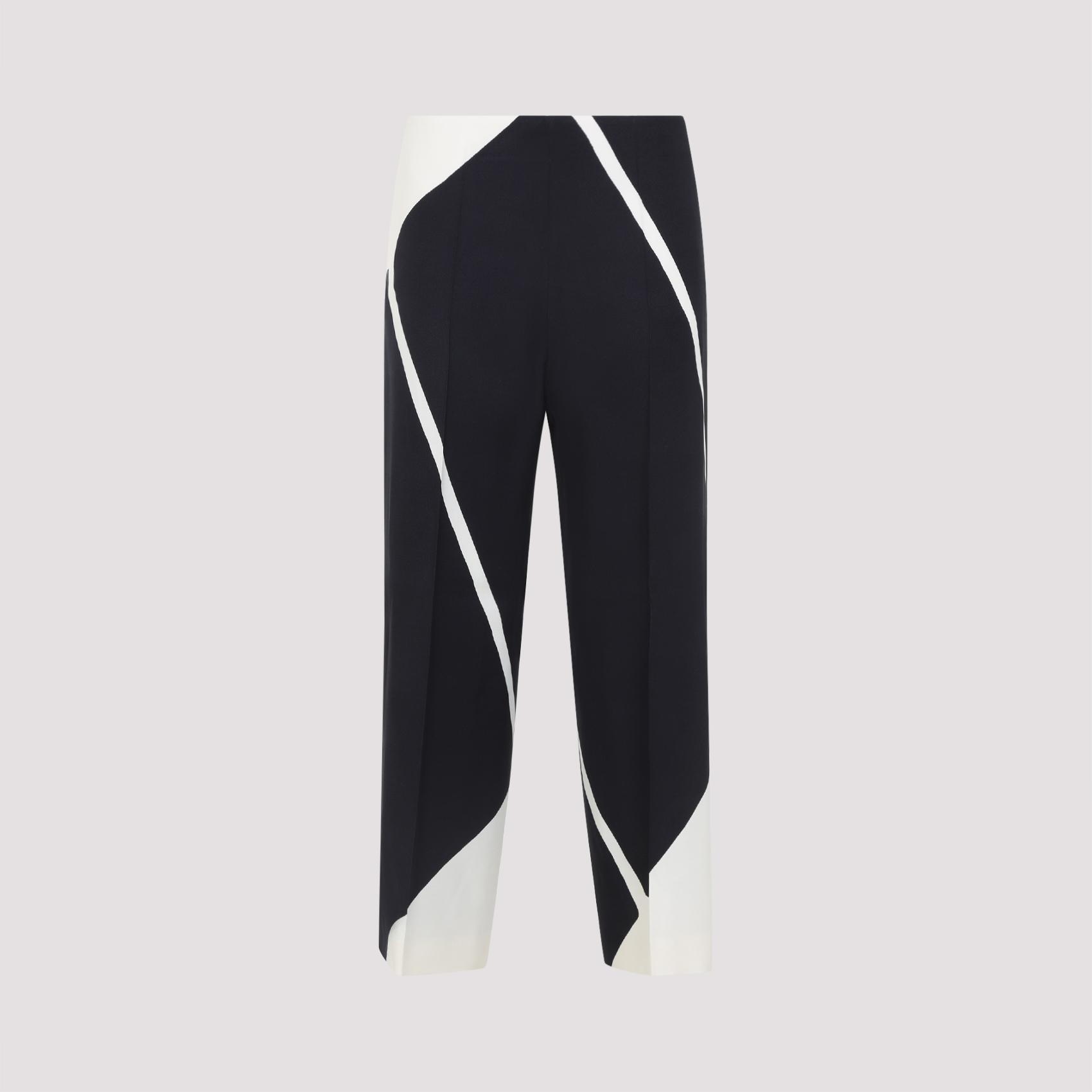 alberta ferretti twill printed pants black viscose - women