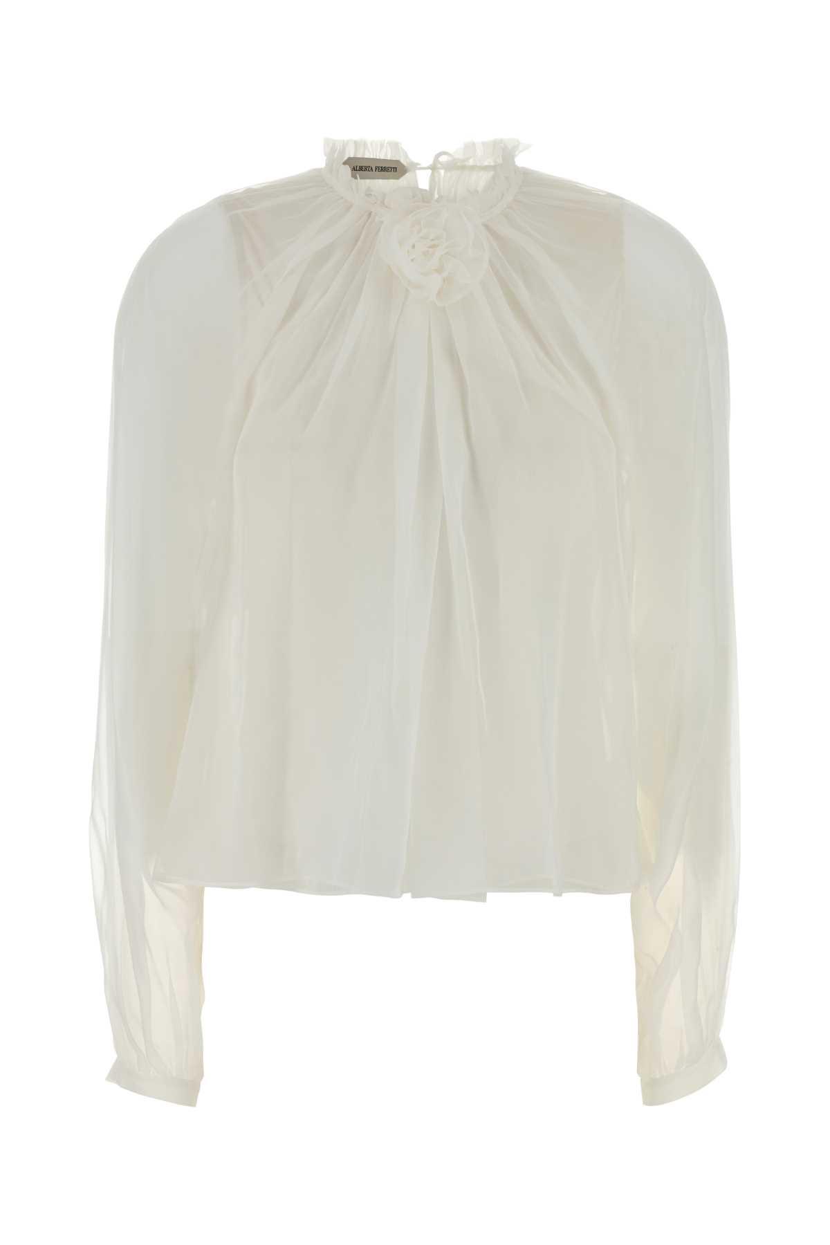 alberta ferretti white silk blouse