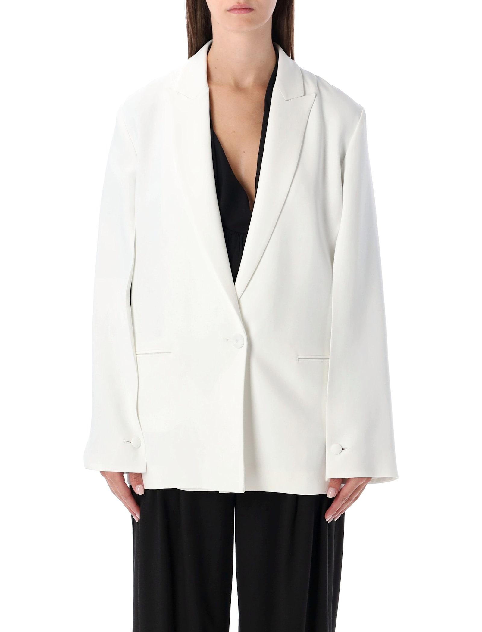 alberta ferretti white stretch cady blazer