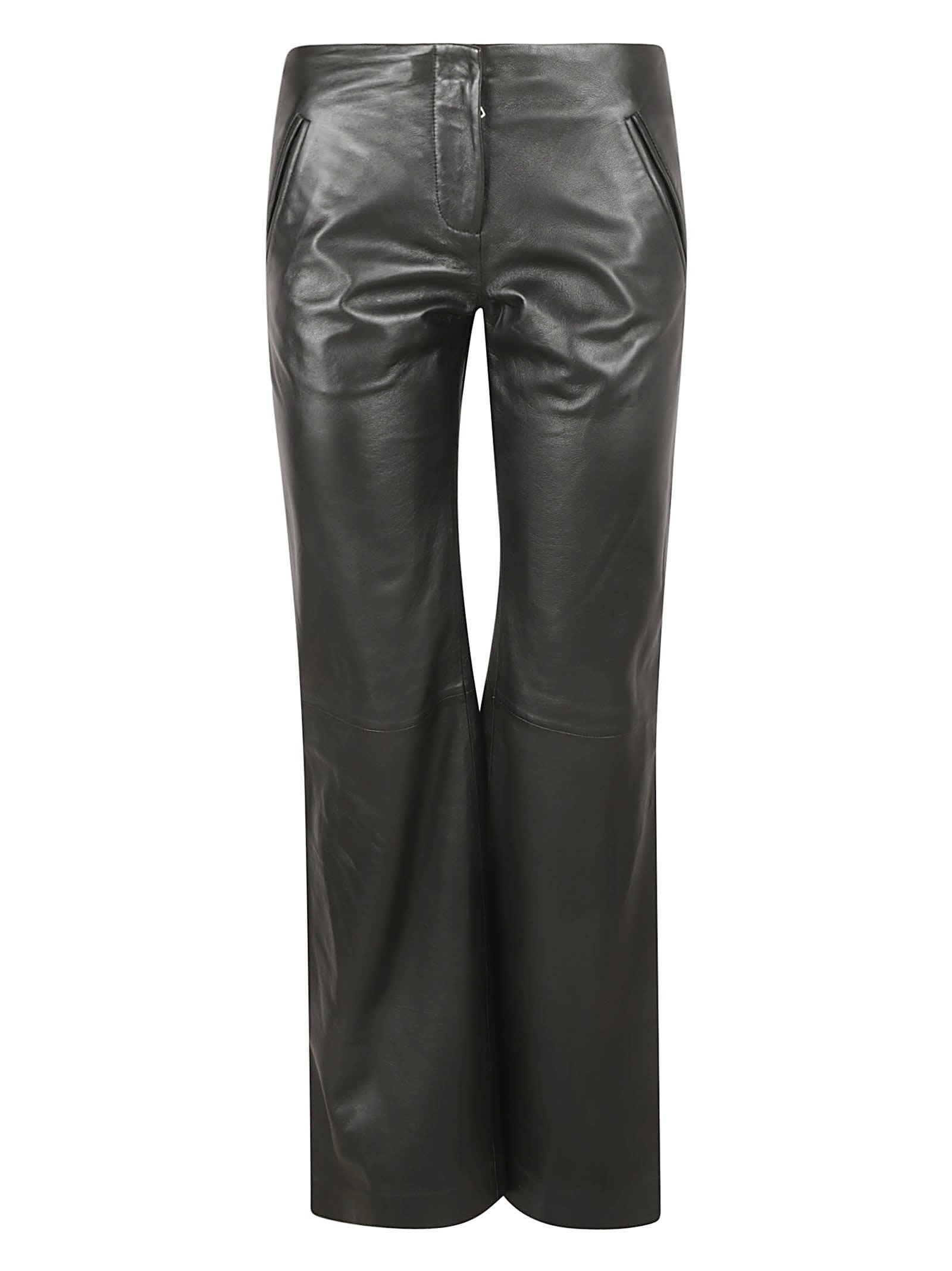 alberta ferretti wide leg shiny leather trousers