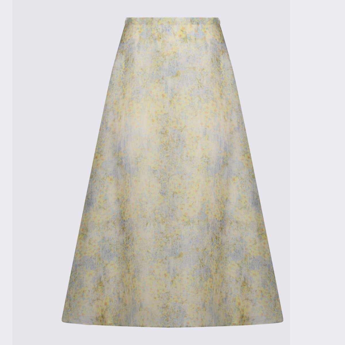 alberta ferretti yellow silk skirt