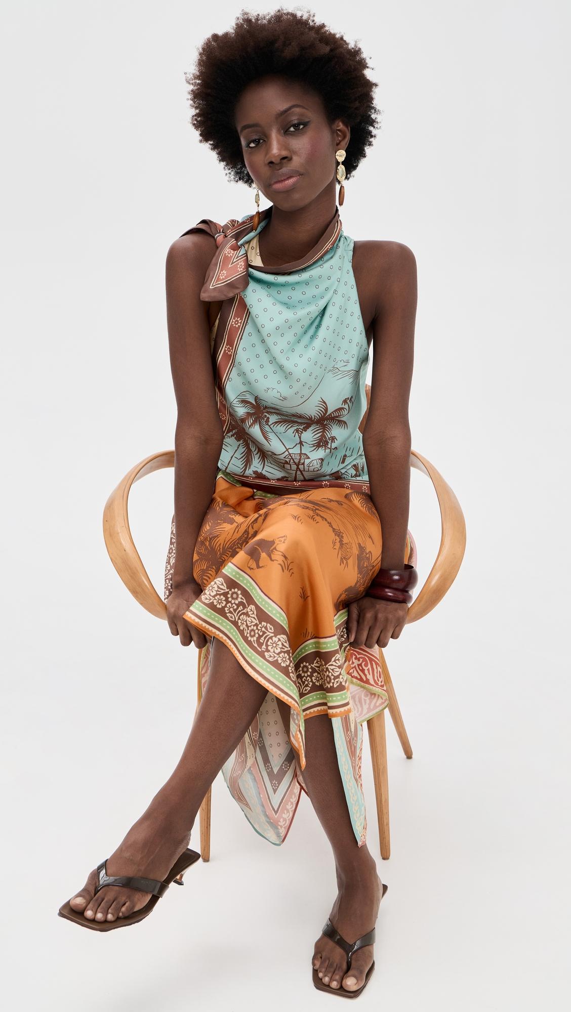 alberta silk scarf midi dress