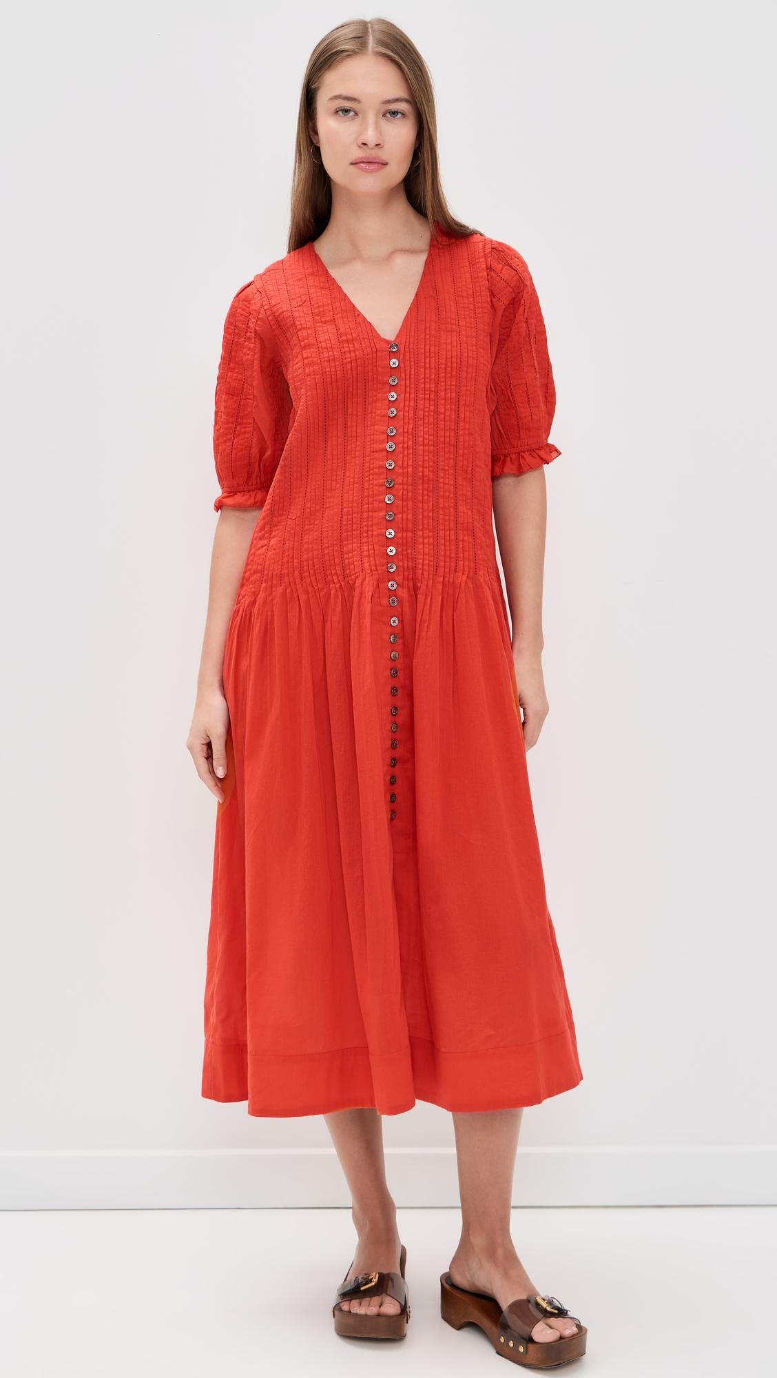 alberte solid puff sleeve dress