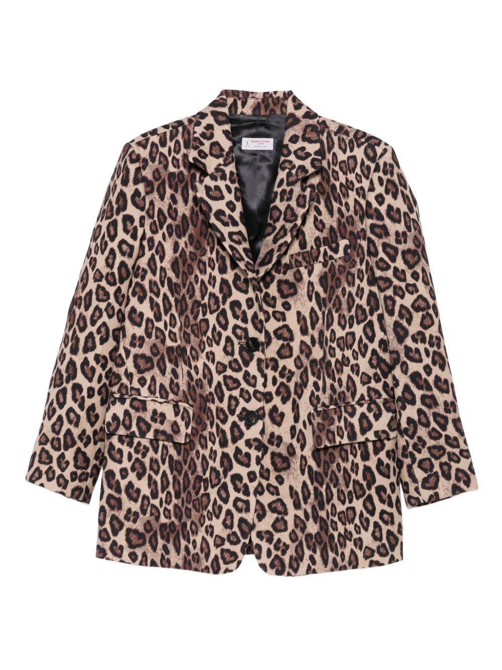 alberto biani brown leopard-print jacket