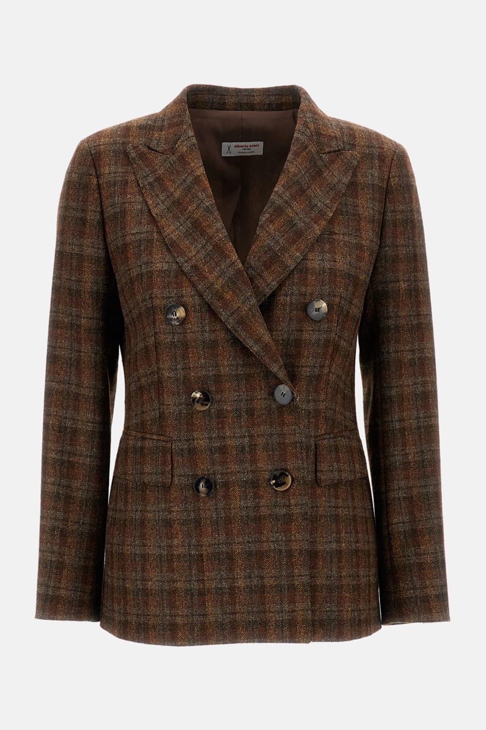 alberto biani double-breasted shetland jacket