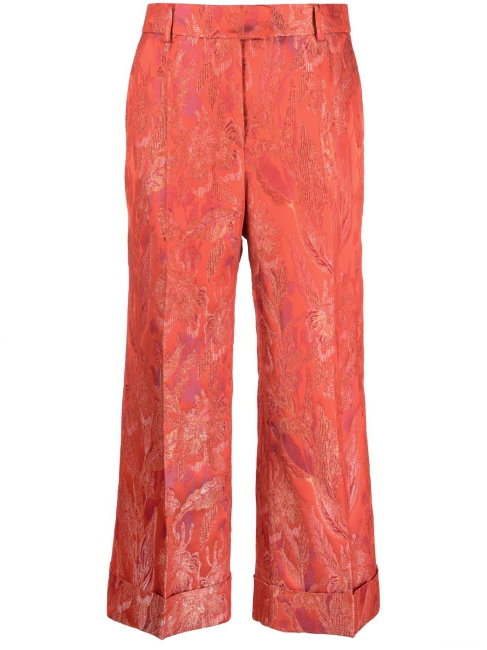 alberto biani floral print jacquard trousers