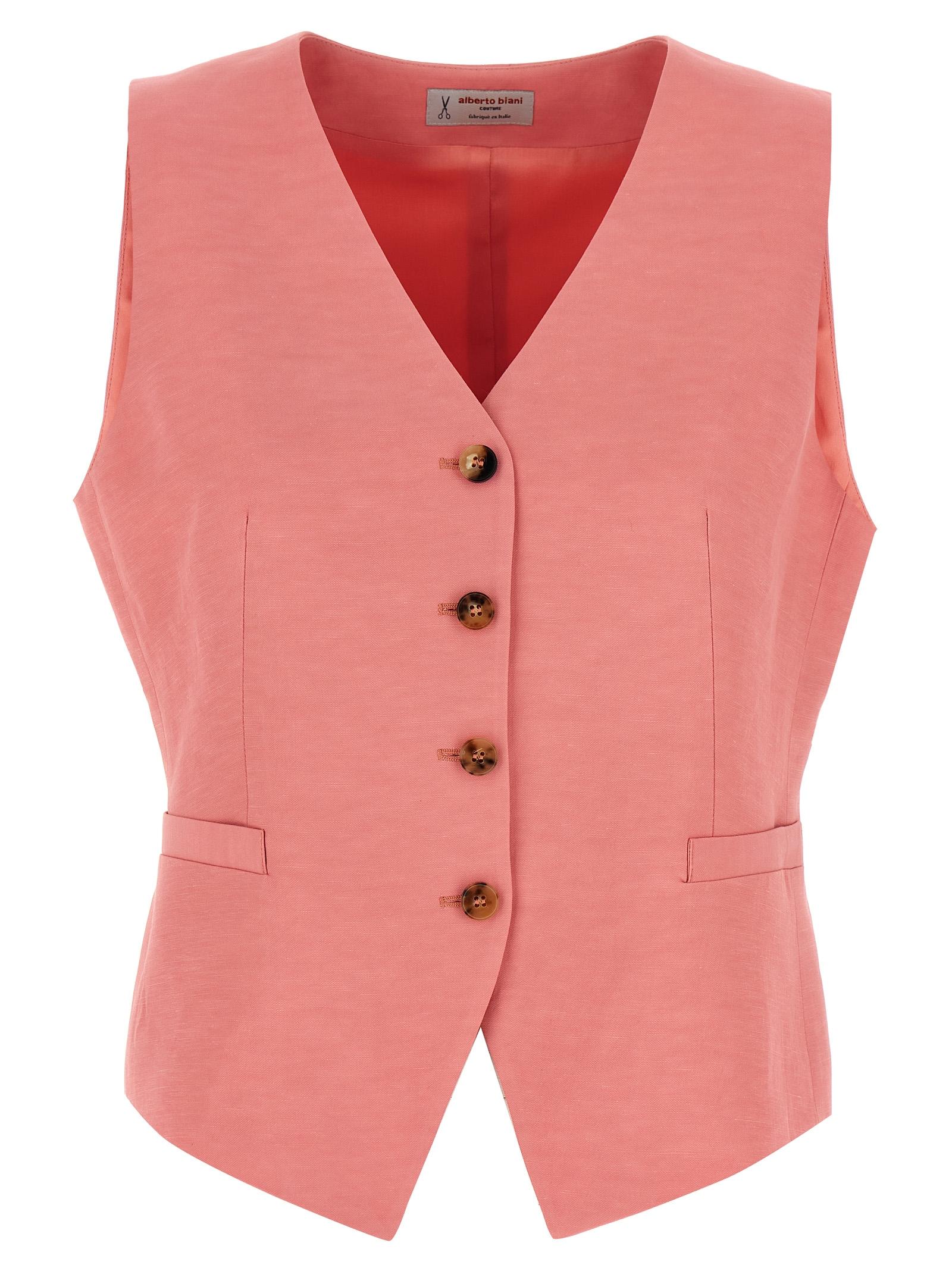 alberto biani linen viscose vest pink gilet - women