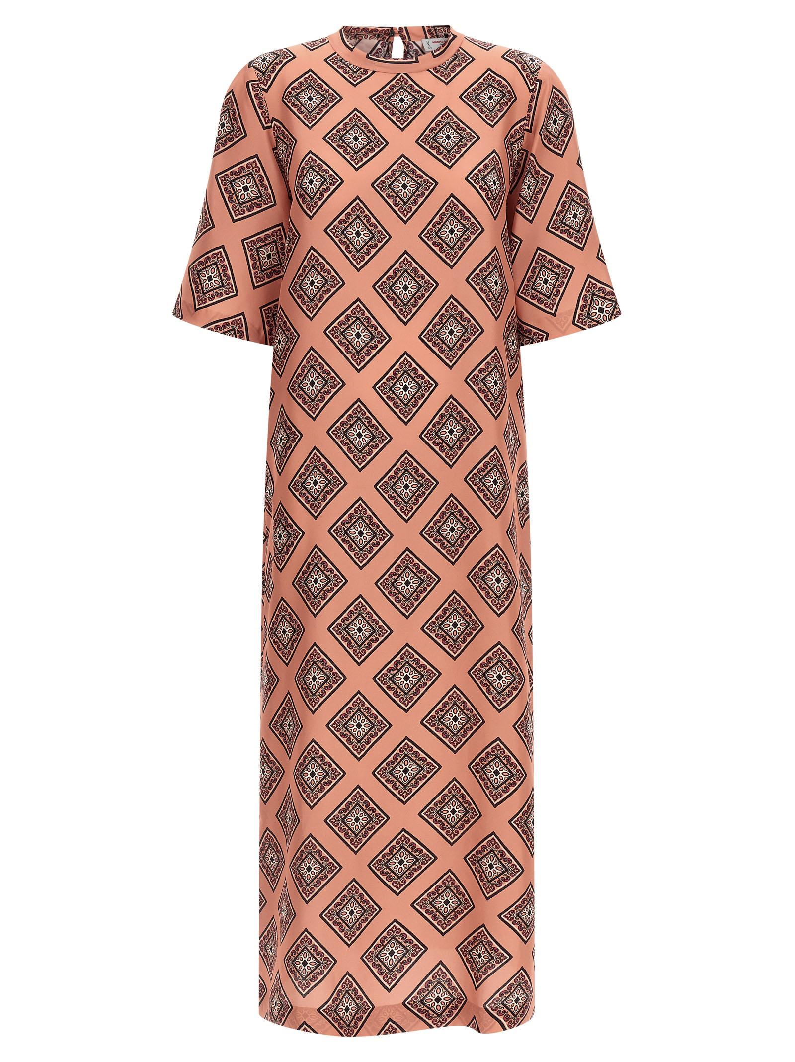 alberto biani tie print dress pink silk - women