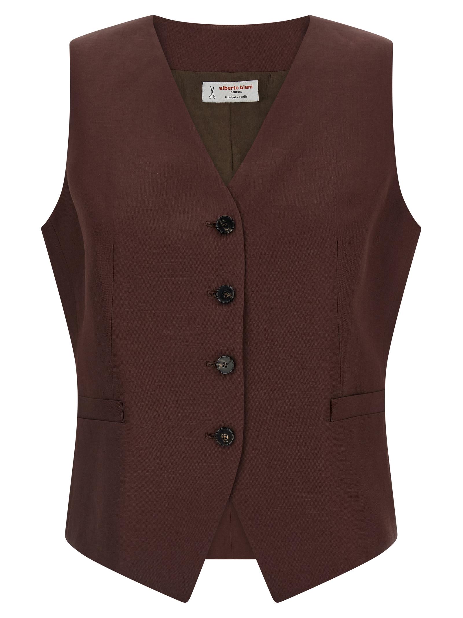 alberto biani viscose and linen vest brown gilet - women