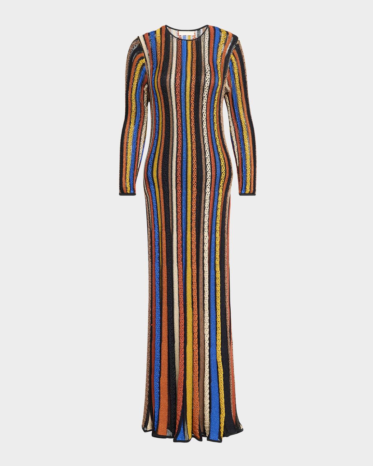 albie stripe knit long-sleeve dress