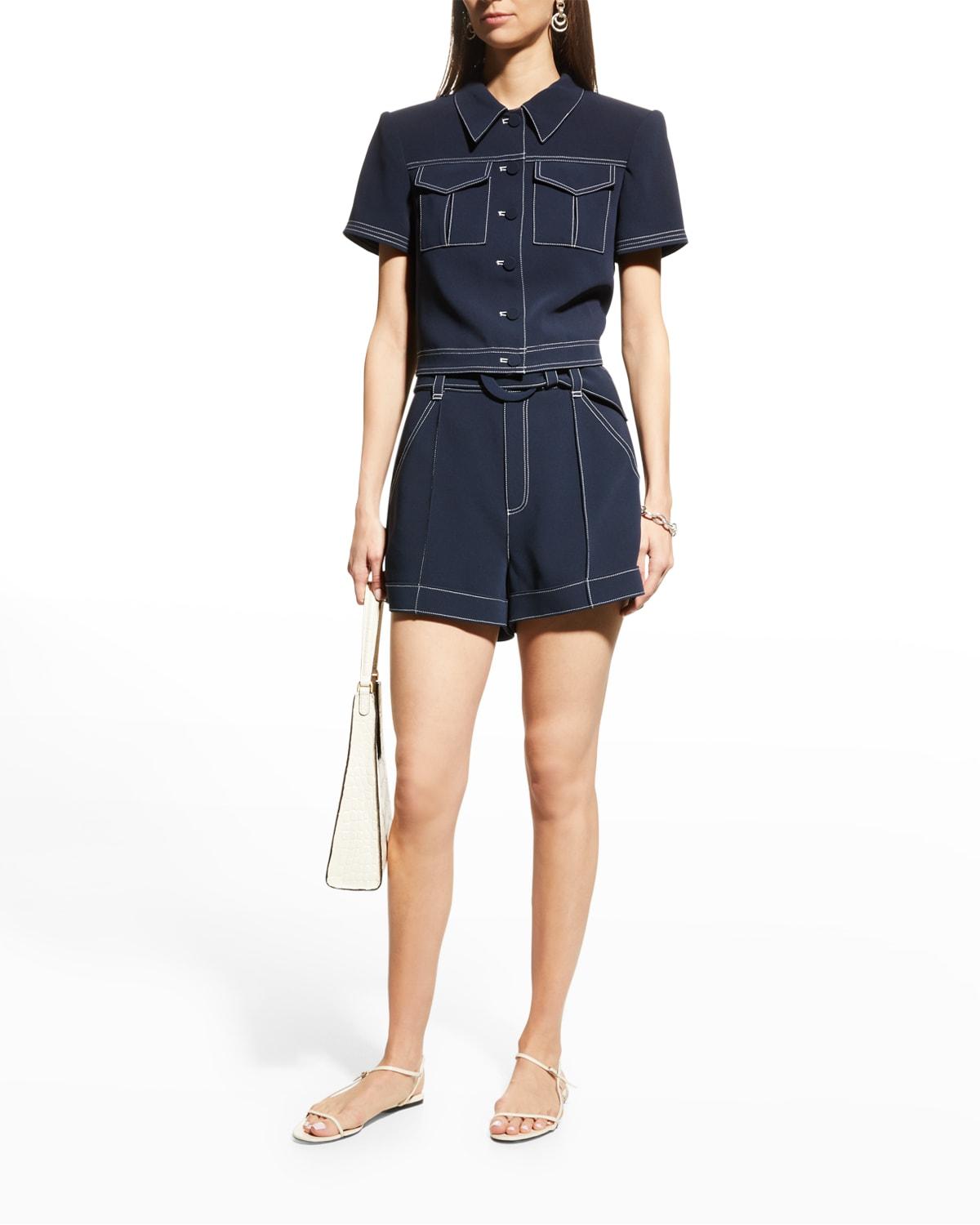 aldi belted high-rise stitched shorts