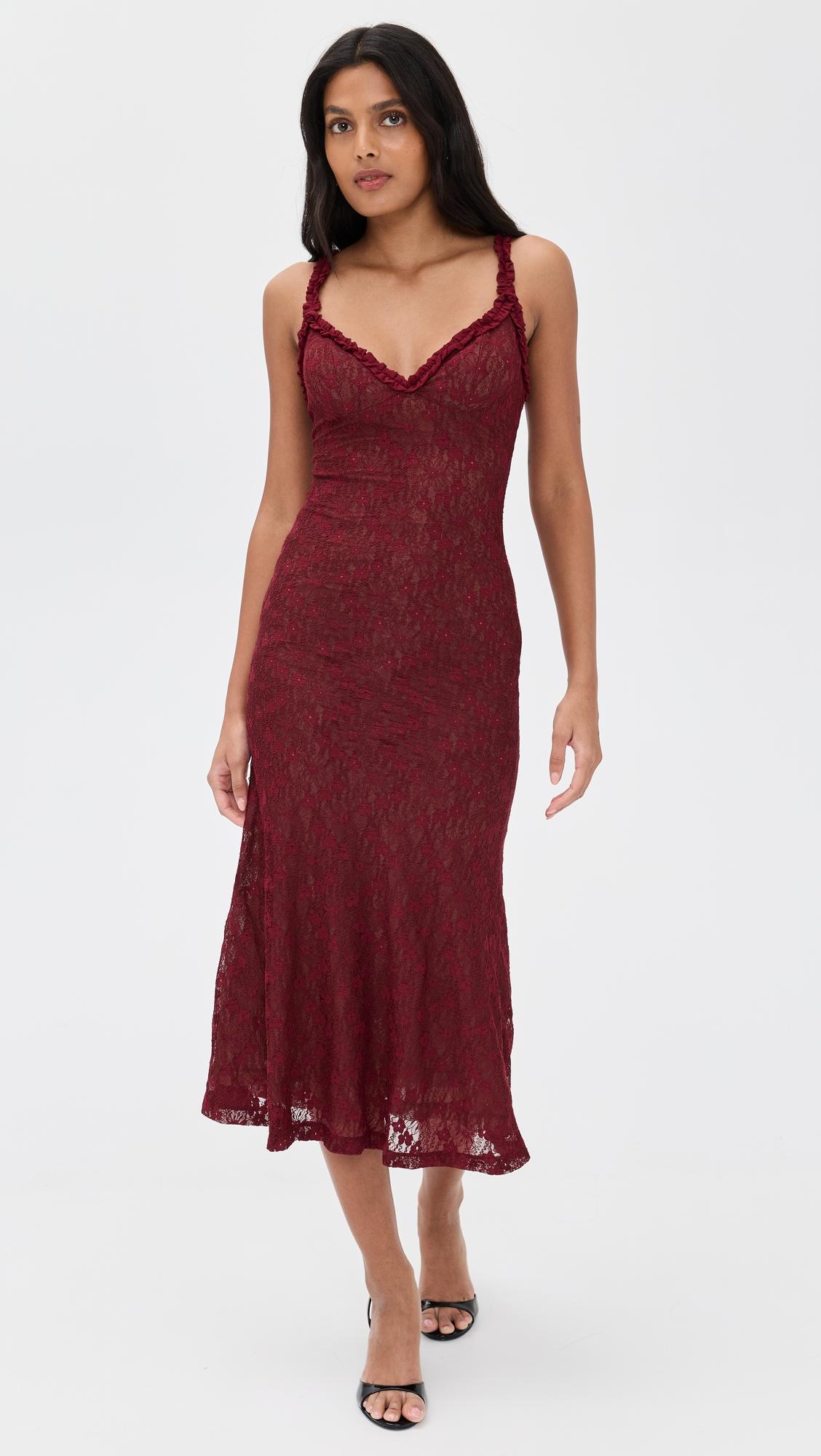 alegra stretch lace midi dress