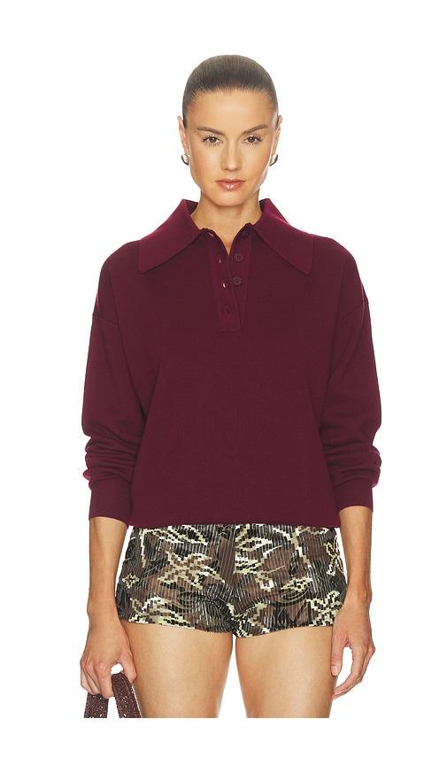 alemais claudia plum knit polo in burgundy.