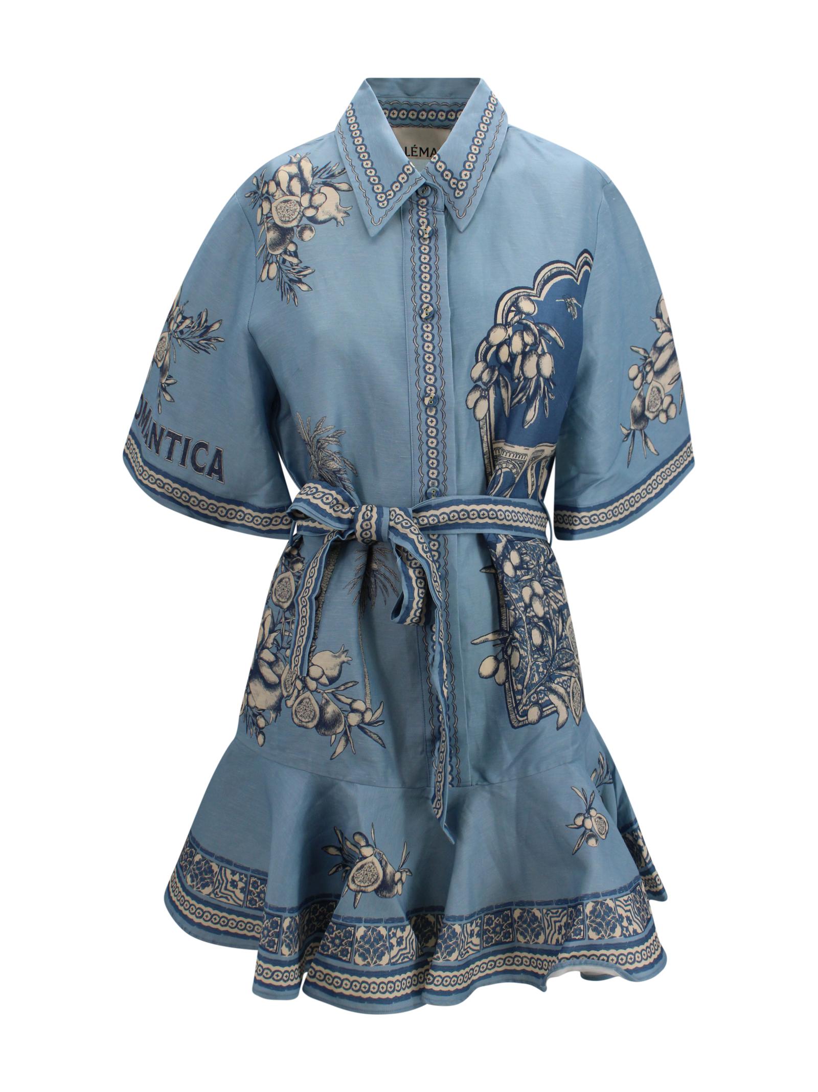 alemais dresses blue linen - women