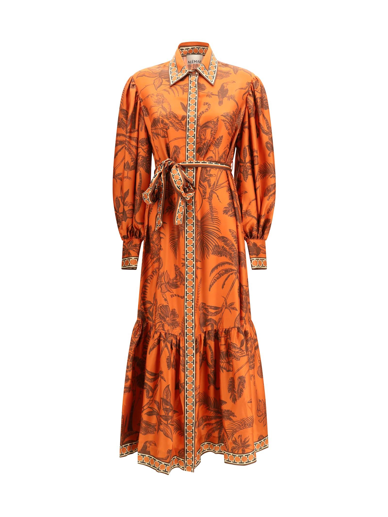 alemais monkey dance silk shirtdress