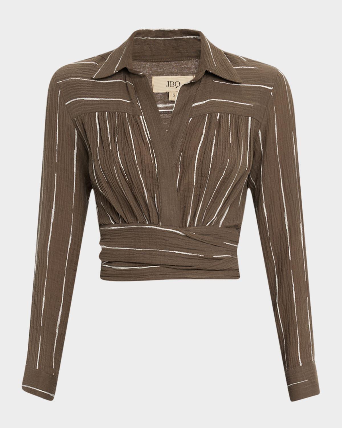 alessa long-sleeve wrap top