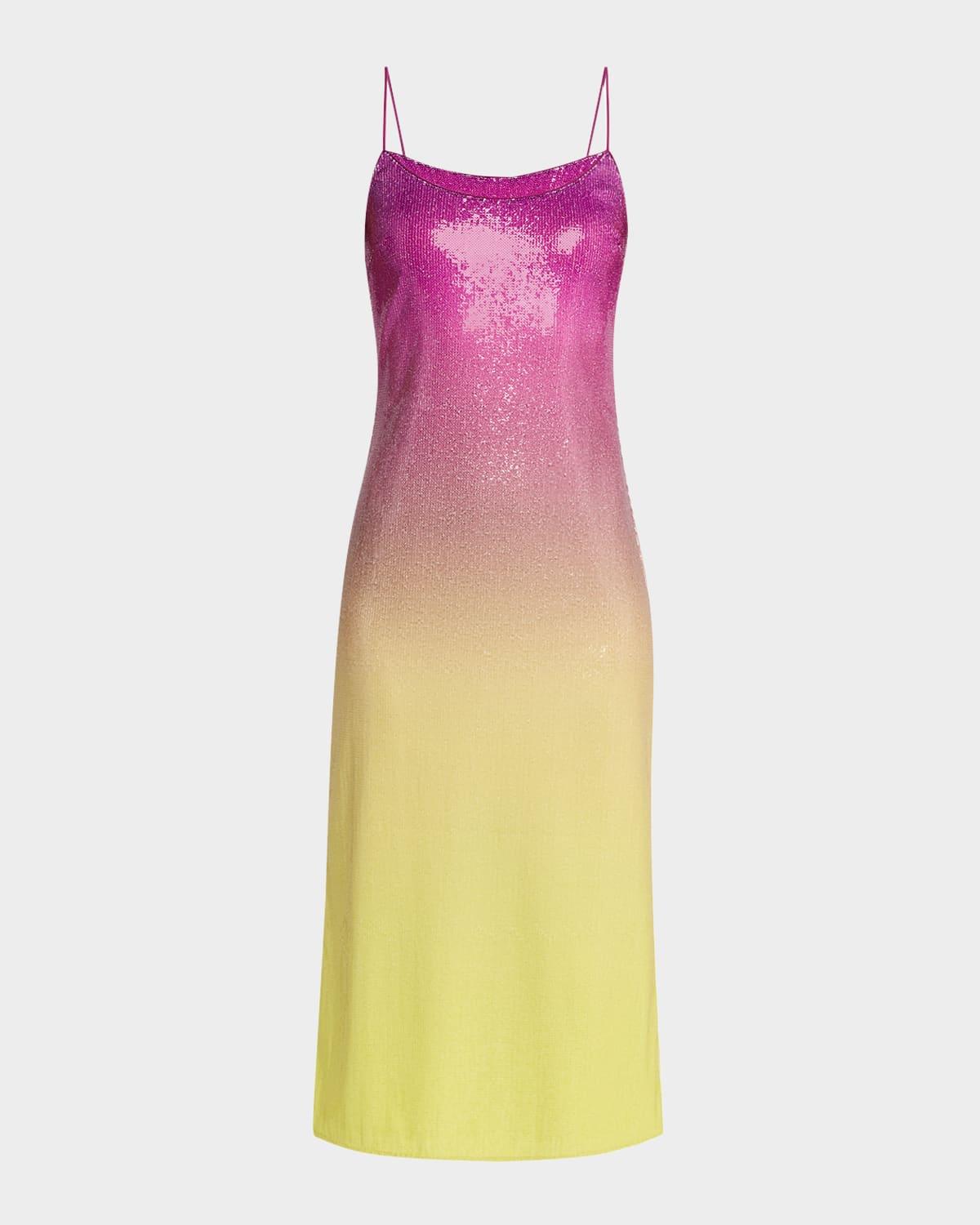 alessa sleeveless ombre sequin midi dress