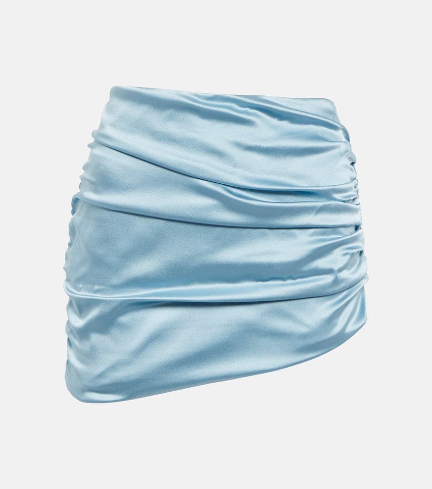 alessandra rich asymmetric ruched satin miniskirt