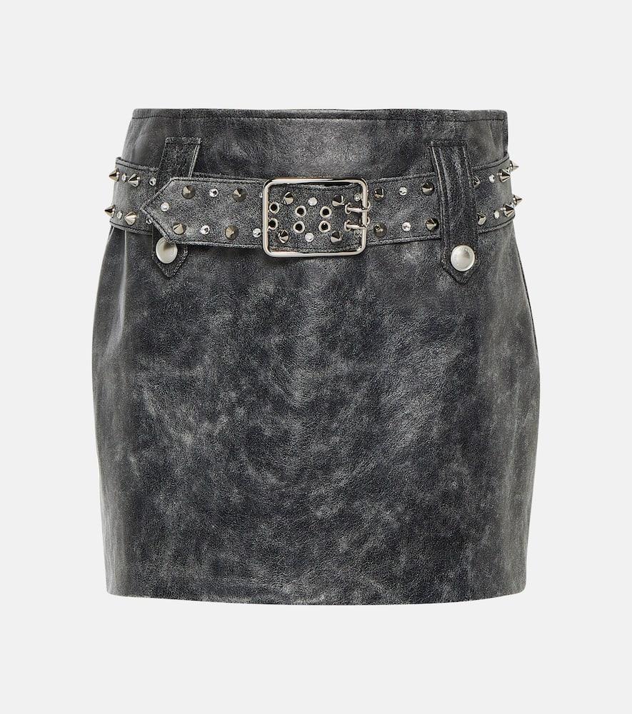 alessandra rich belted embellished leather miniskirt
