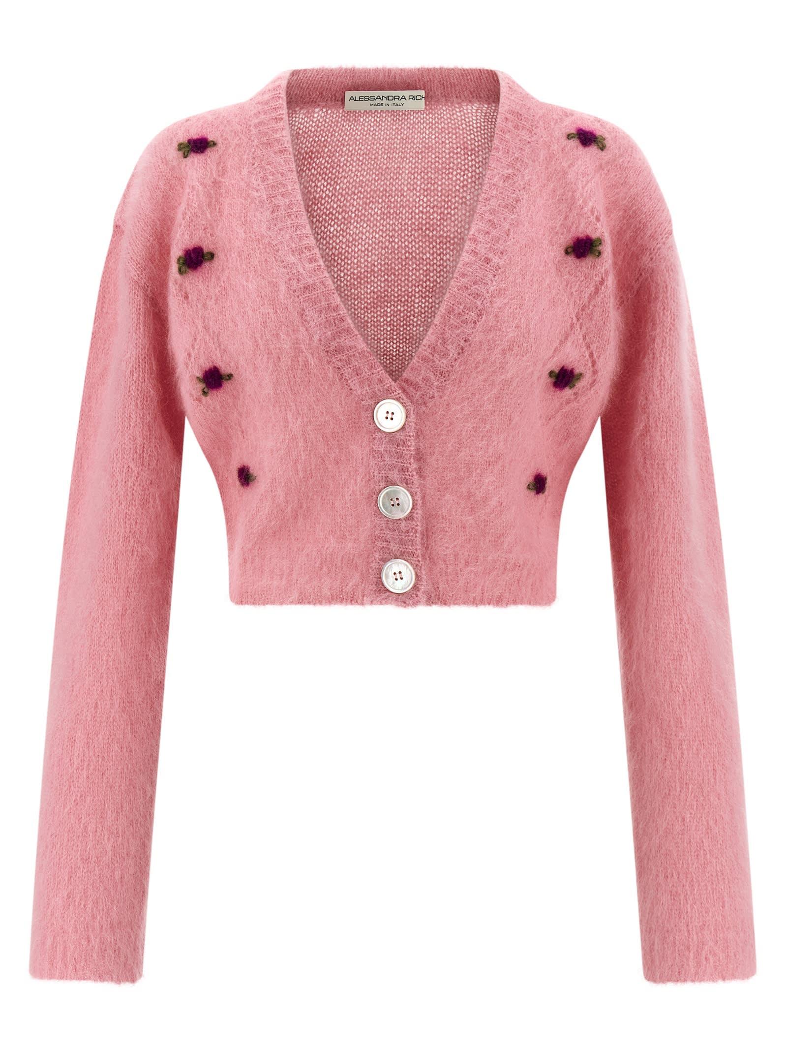 alessandra rich carded mohair cardigan
