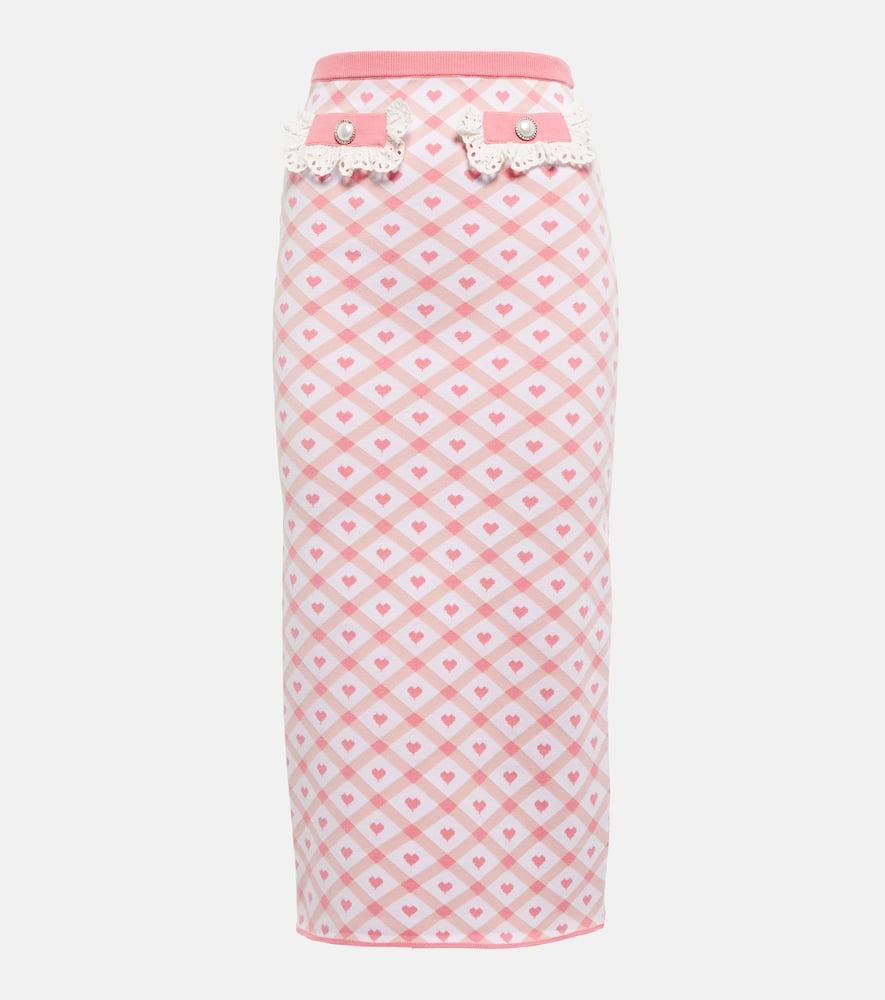 alessandra rich checked jacquard midi skirt
