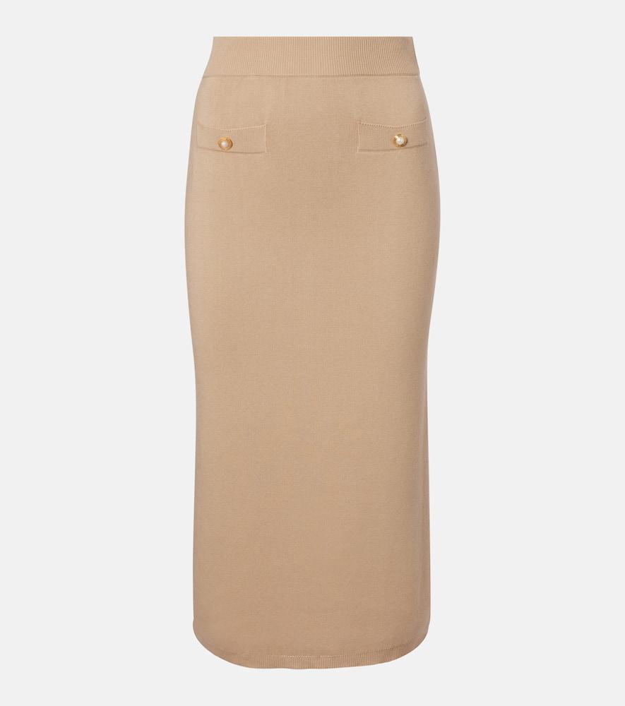 alessandra rich cotton and cashmere pencil skirt