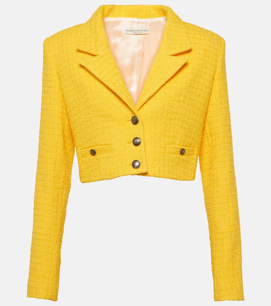 alessandra rich cropped bouclé tweed blazer