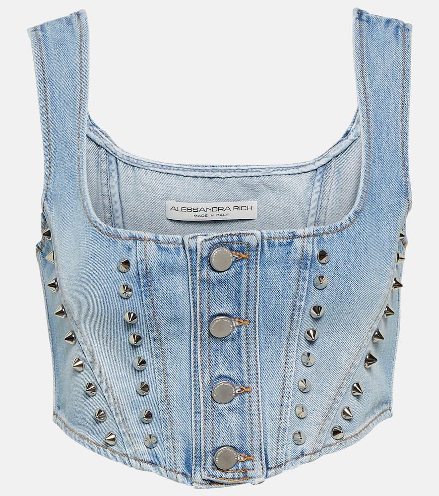 alessandra rich denim crop top