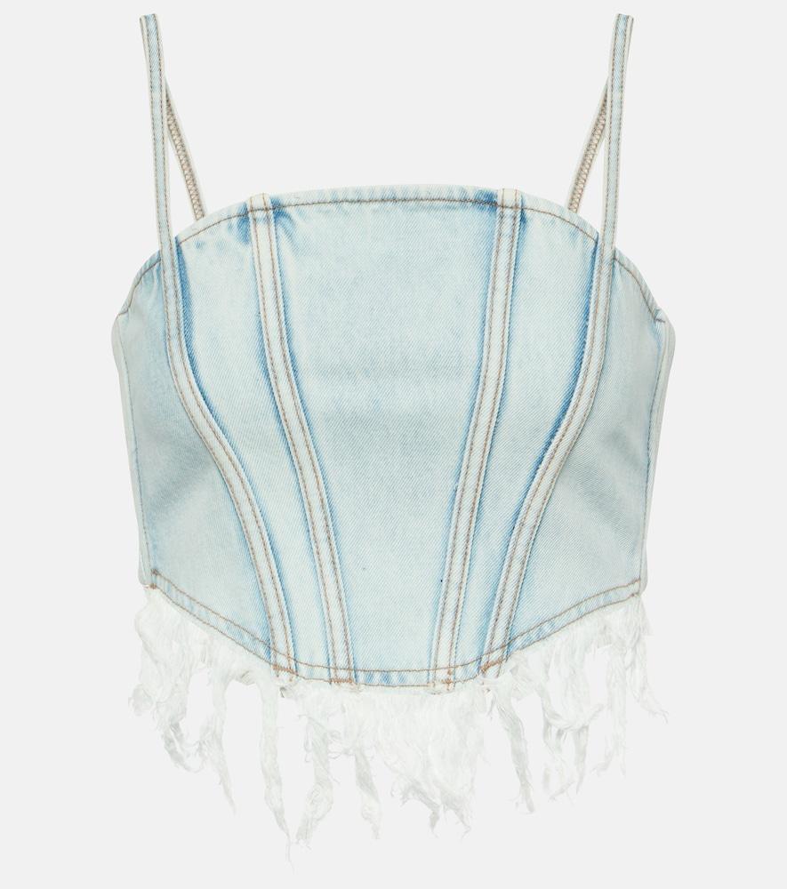 alessandra rich distressed denim bustier