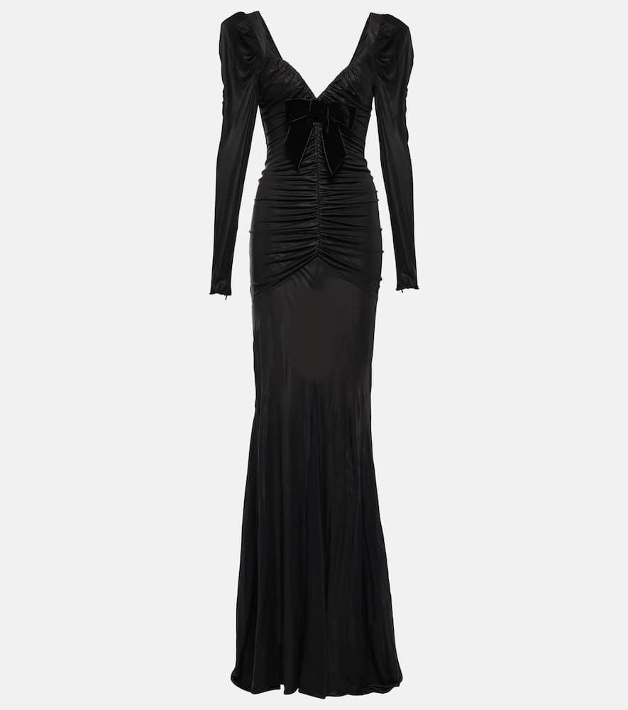 alessandra rich draped satin maxi dress