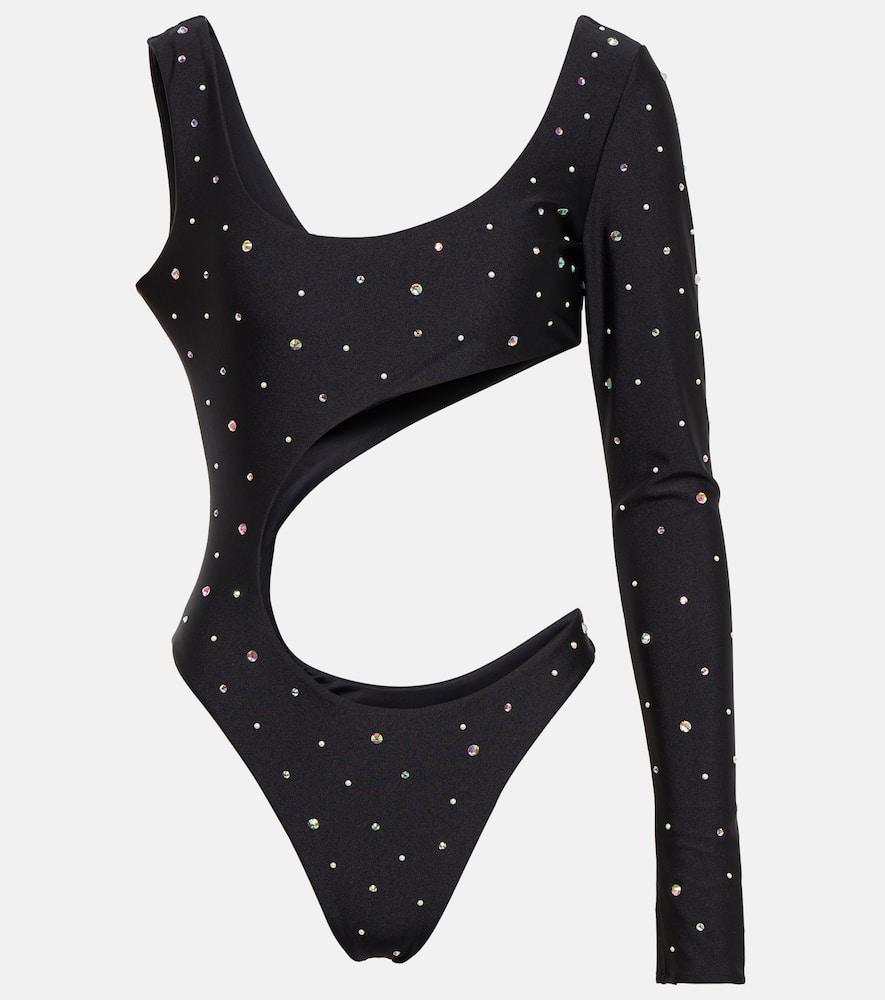 alessandra rich embellished cutout swimsuit
