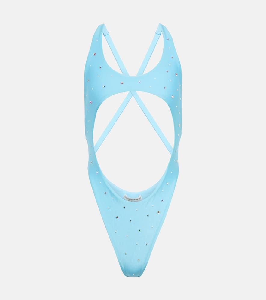 alessandra rich embellished cutout swimsuit