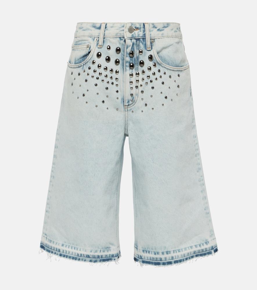 alessandra rich embellished denim bermuda shorts