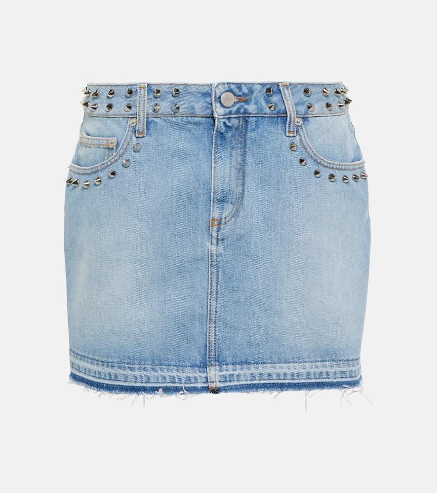 alessandra rich embellished denim miniskirt
