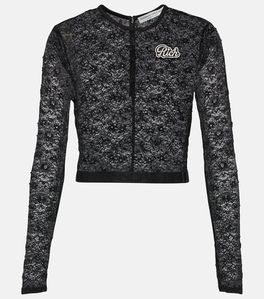 alessandra rich embellished logo crop top