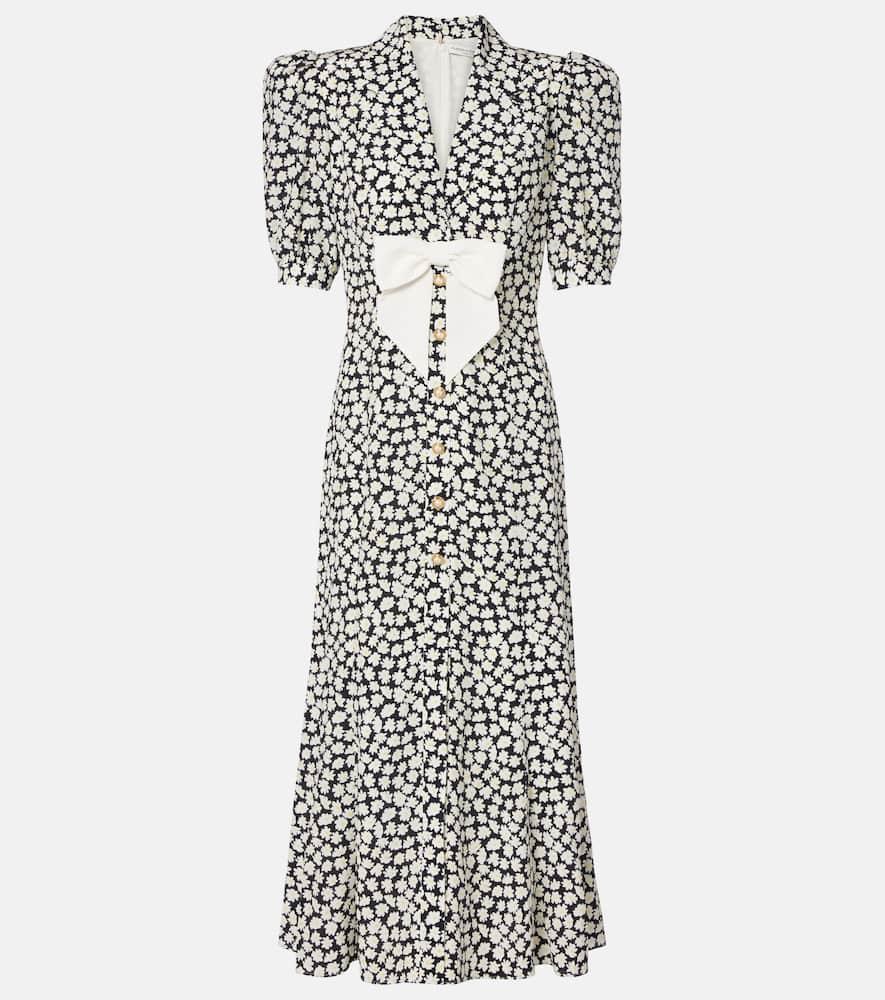 alessandra rich floral printed silk midi dress