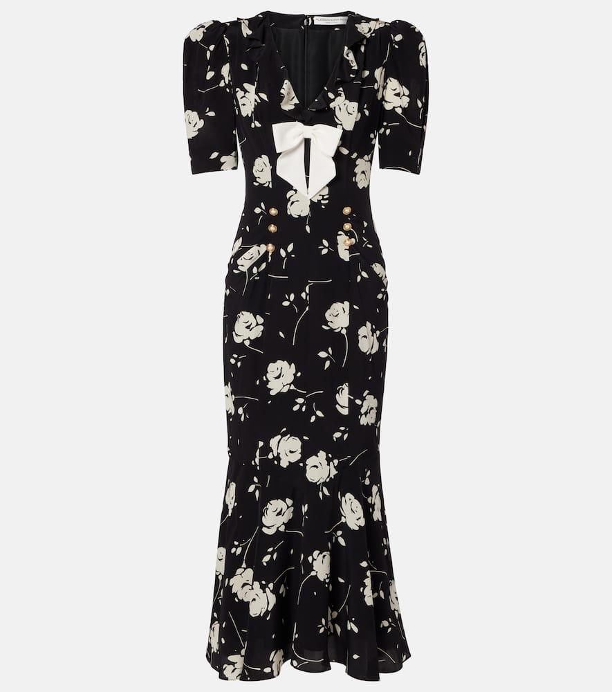 alessandra rich floral printed silk midi dress