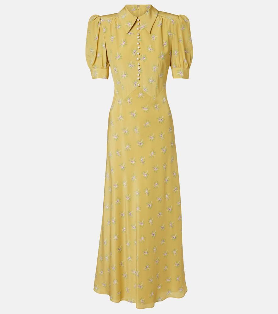 alessandra rich floral silk midi dress