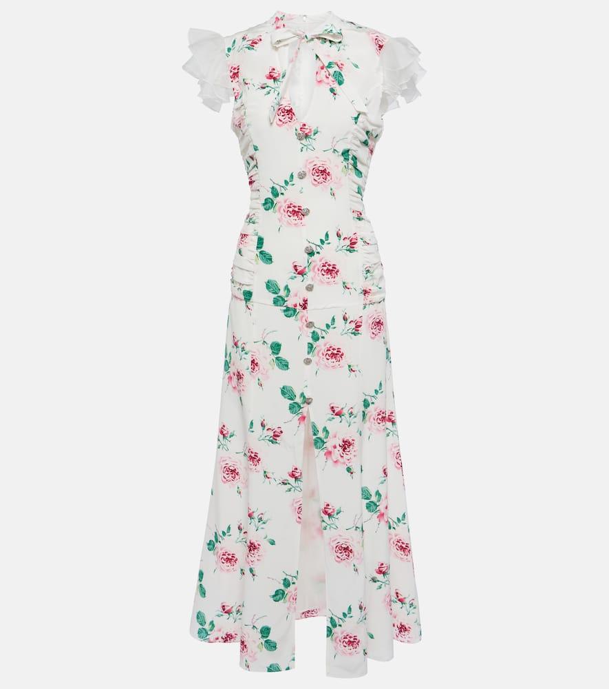 alessandra rich floral silk midi dress