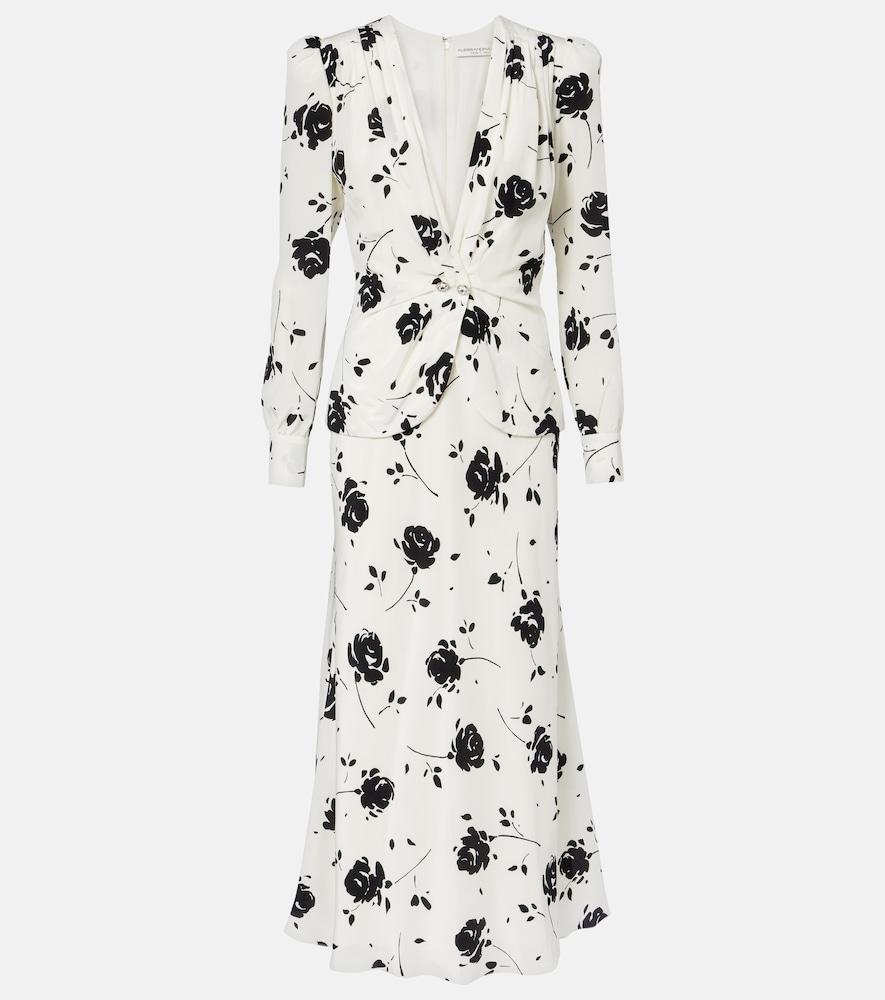 alessandra rich floral silk midi dress