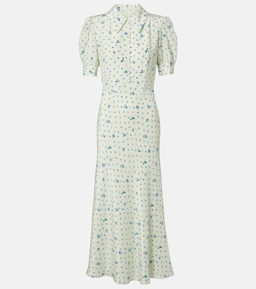 alessandra rich floral silk midi dress