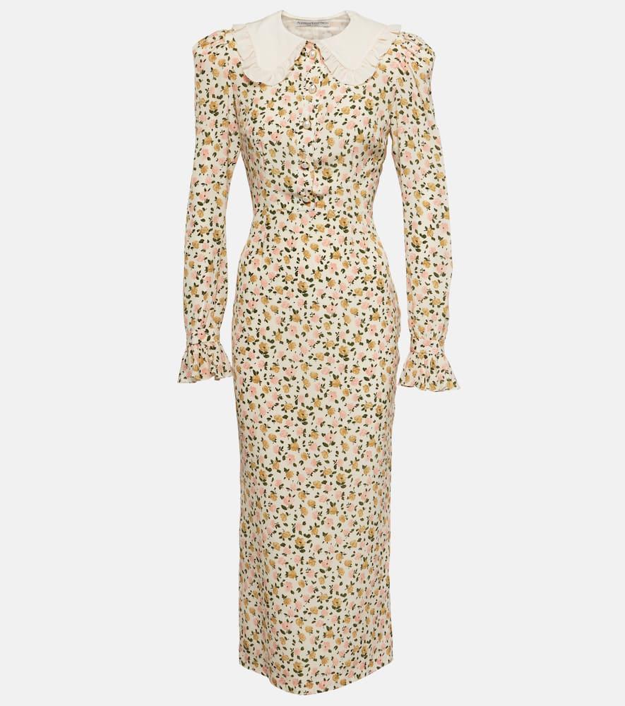 alessandra rich floral silk midi dress
