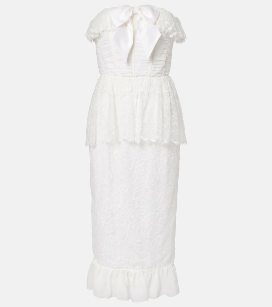 alessandra rich lace and silk georgette bustier dress