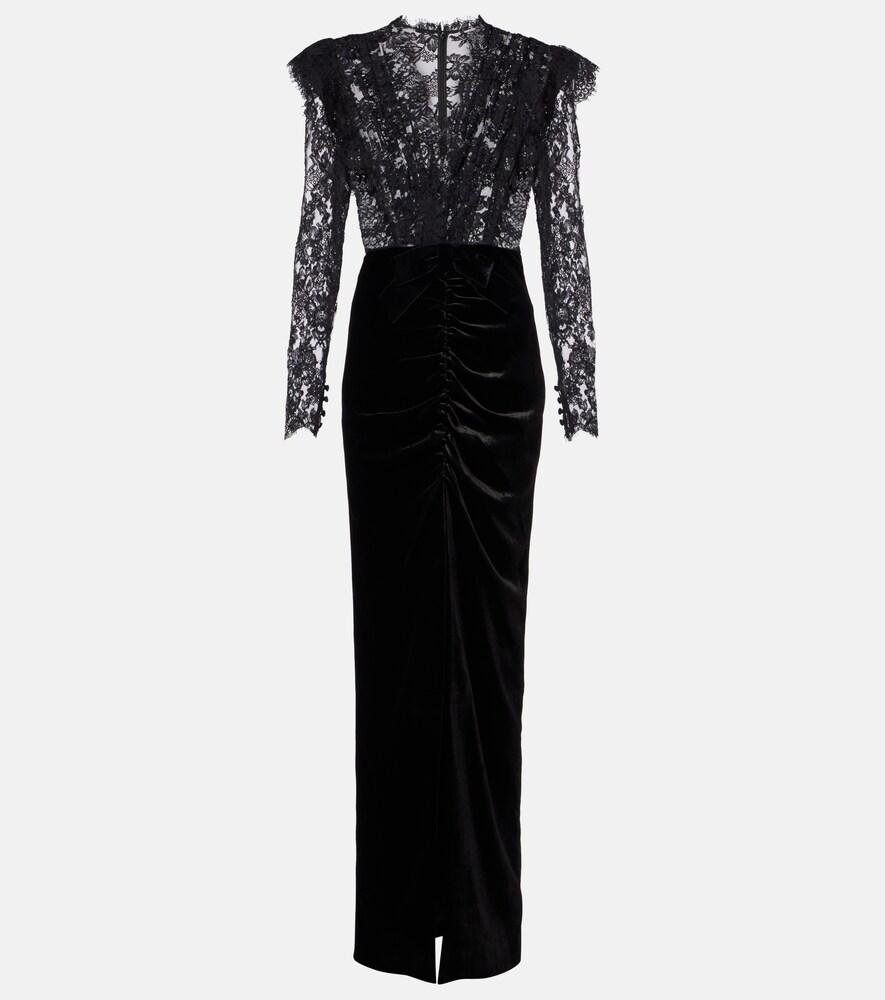 alessandra rich lace and velvet gown