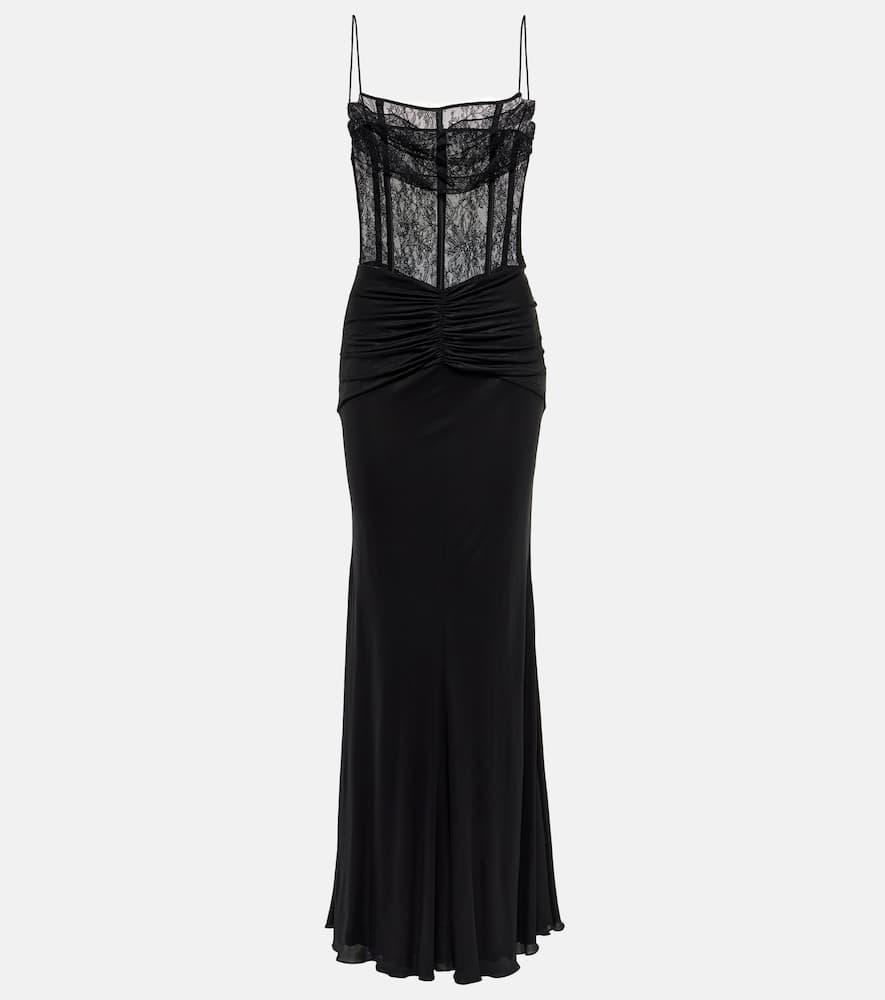 alessandra rich laminated jersey maxi dress