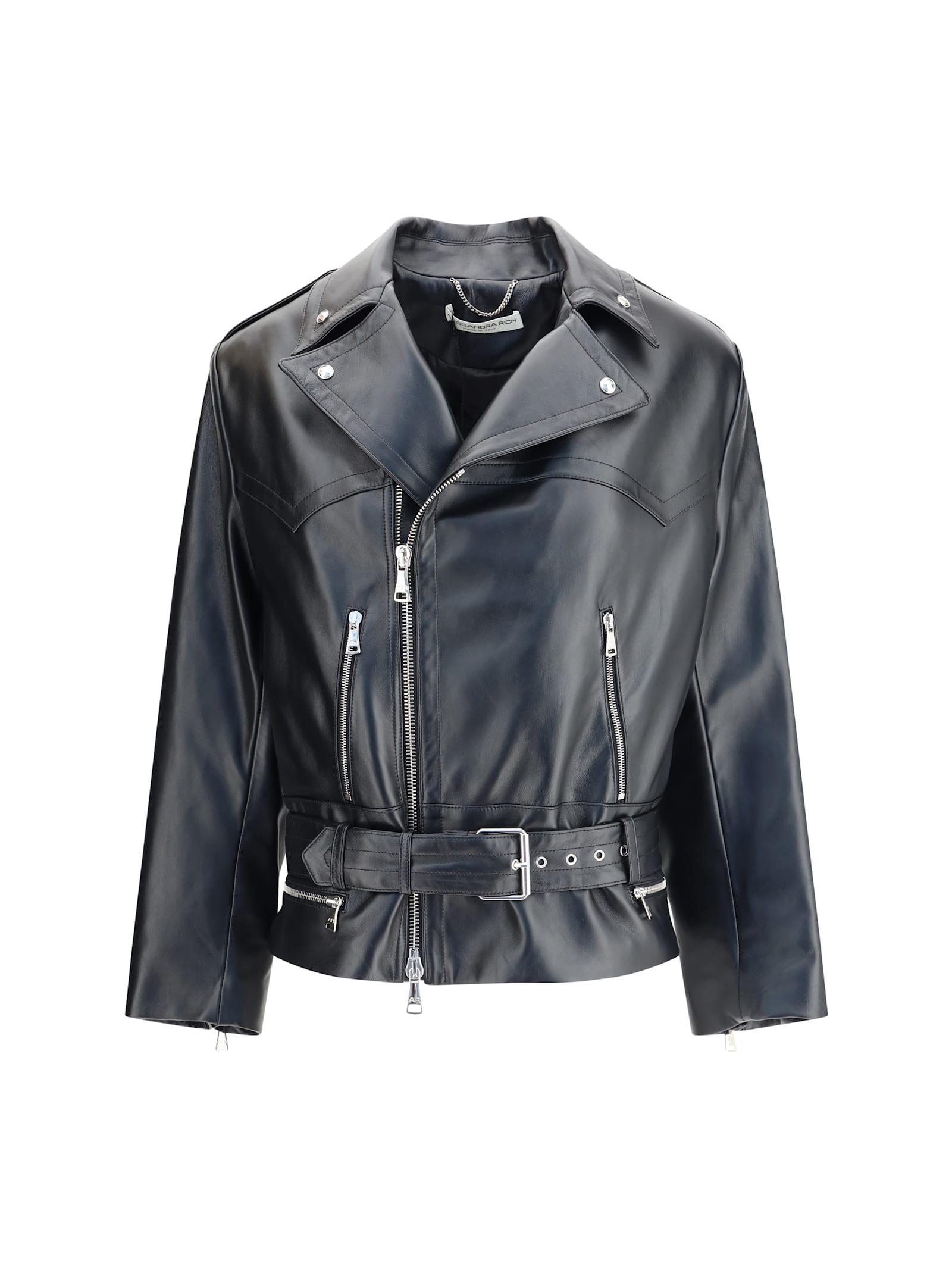 alessandra rich leather biker jacket