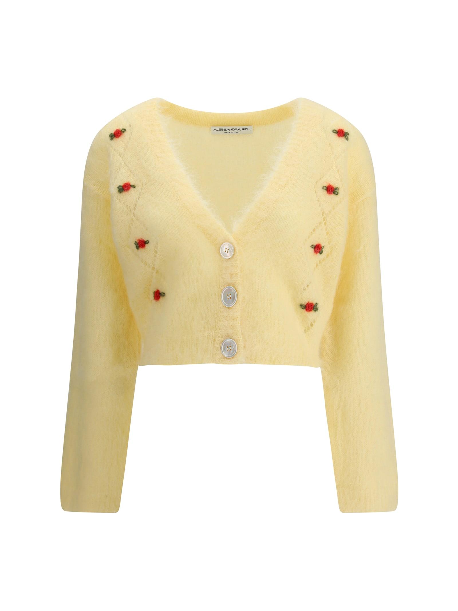alessandra rich mohair cardigan with embroidery