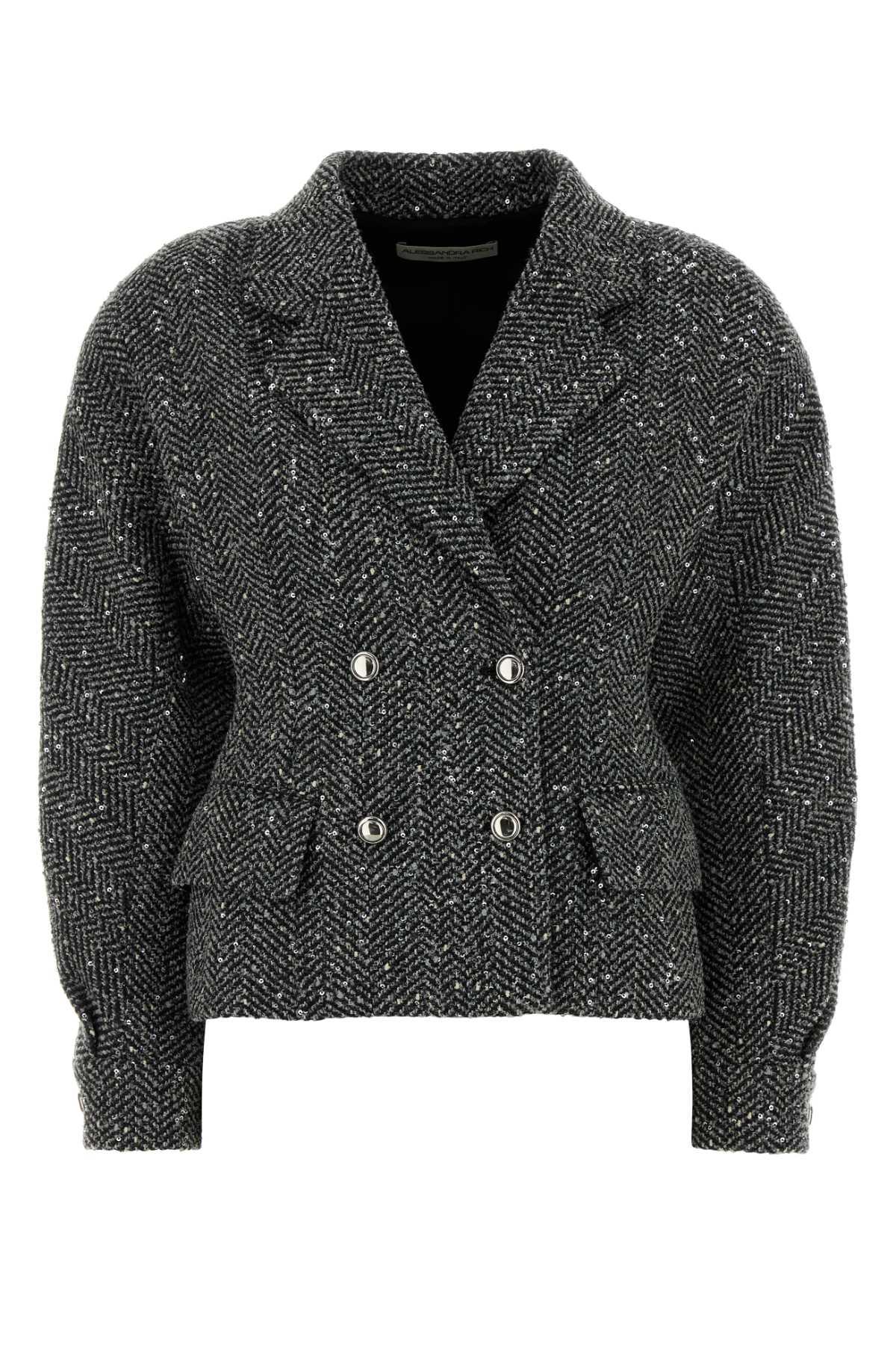 alessandra rich multicolor tweed blazer