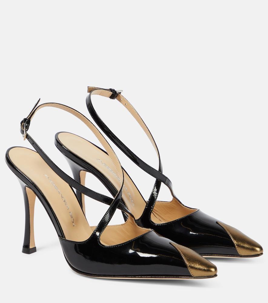 alessandra rich paneled patent leather pumps