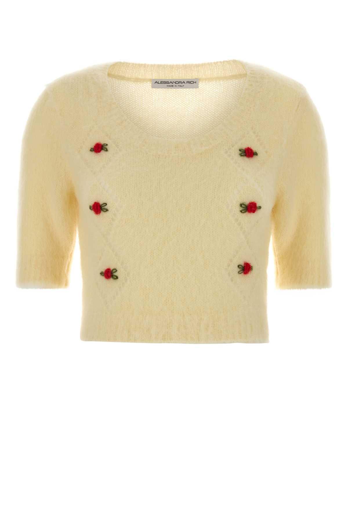 alessandra rich pastel yellow mohair blend sweater